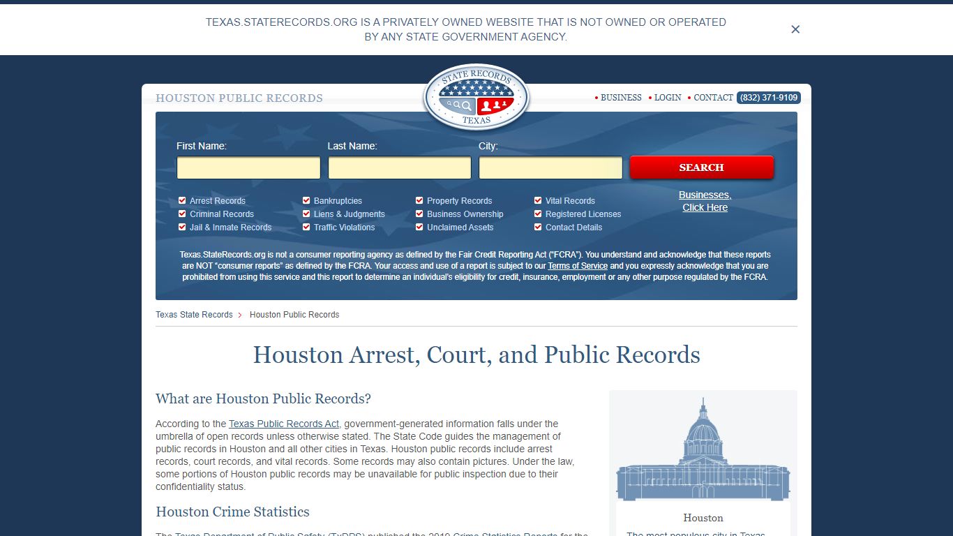 Houston Arrest and Public Records | Texas.StateRecords.org